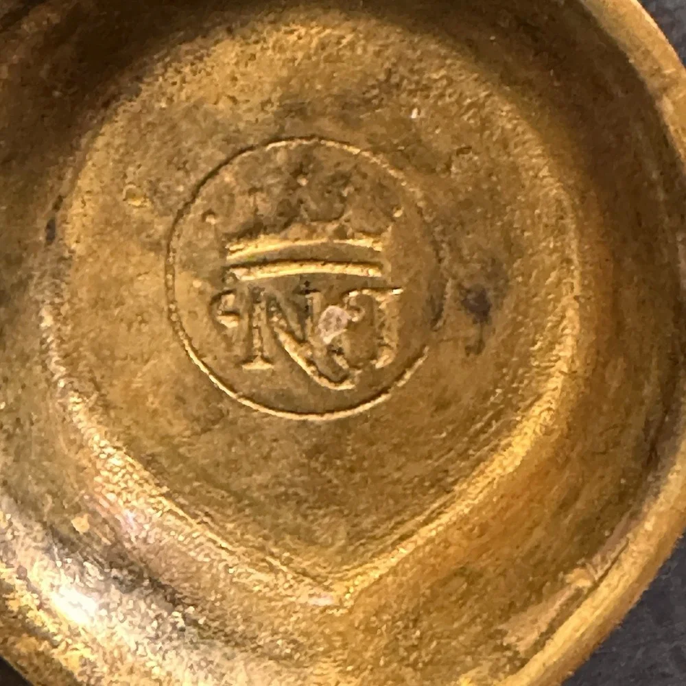 Vintage Brass Kamatchi Amman Vilakku, Gajalakshmi Oil Lamp, Diya, Petina, Marked